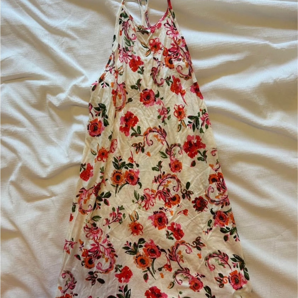 Forever 21 Floral Halter Dress - Red and Pink